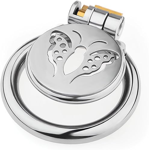 Miniatura 4 de Dispositivo de castidad plana de acero inoxidable, jaula para pene con bloqueo de metal liso, juguete sexual masculino para hombres y parejas (1.77