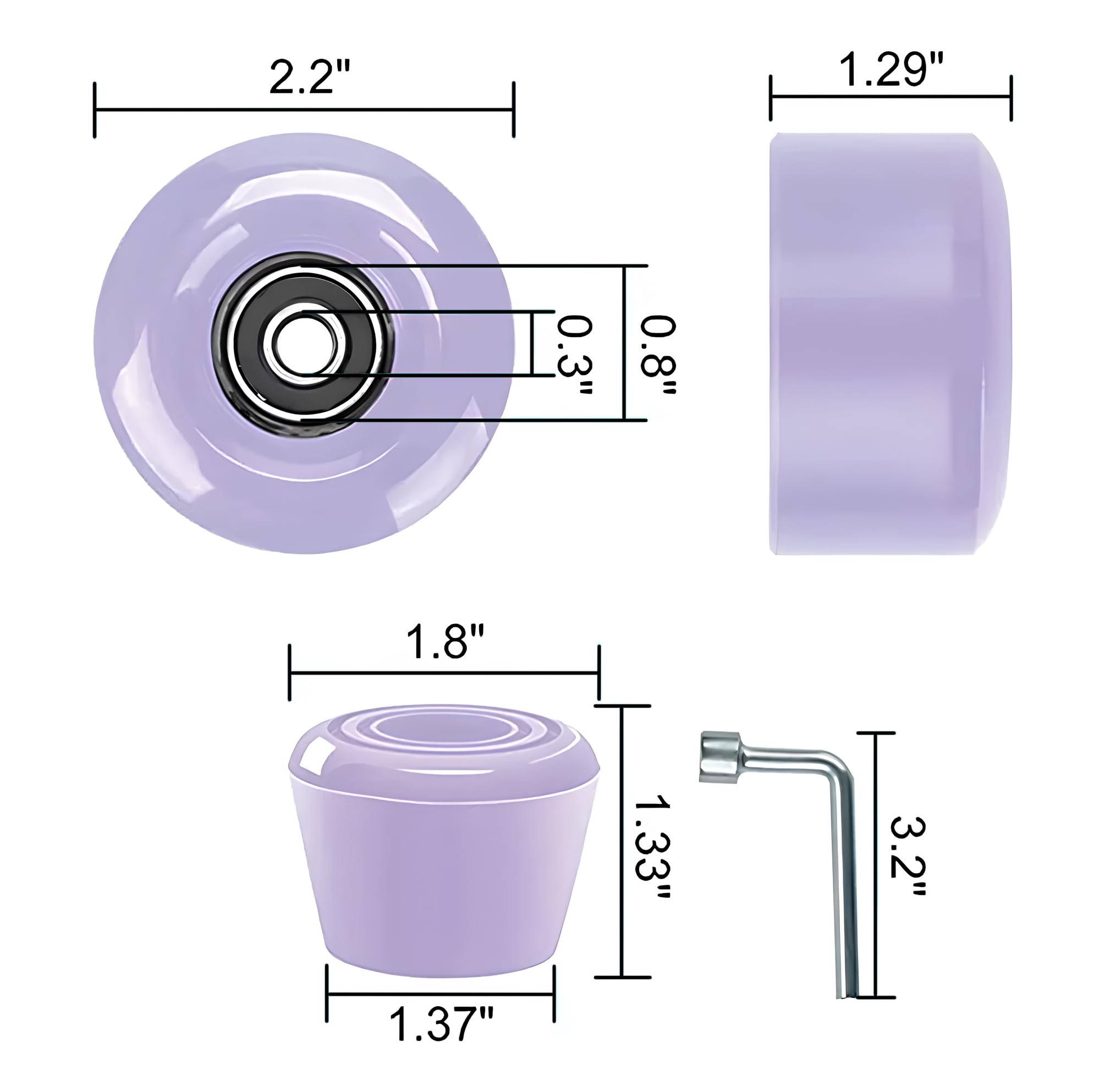 Ruote Ricambio Pattini rotelle, Confezione 8 Ruote Pattini rotelle con Cuscinetti, Ruote Pattini 32X58mm 82A Quad Skate Ricambio Skateboard Doppia Fila
