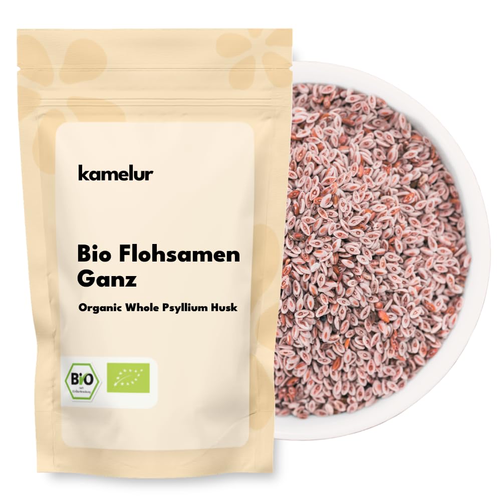 Kamelur Ganze Bio Flohsamen | 25kg | 100% reine indische Flohsamen ungemahlen | Pflanzliches Topping & Backzutat | Bio-Qualität & Vegan