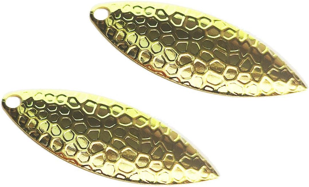 50pcs Stainless Steel Gold Willow Leaf Spinner Blades Hammered Finish