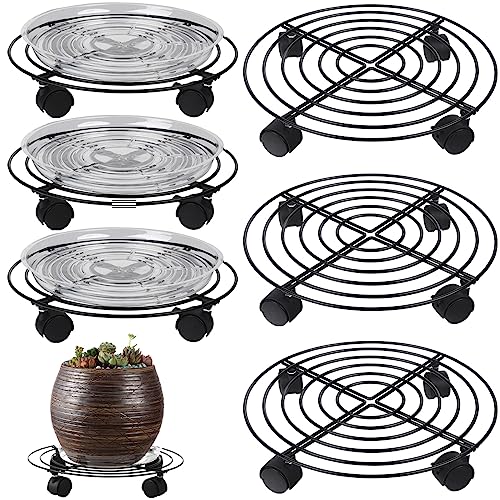 Set 3 Sottovasi Con Ruote In Metallo Rame - Portavasi Mobile 33 Cm Con Rotelle Girevoli 360° - Per Piante Grandi Interno/Esterno - Con Freni