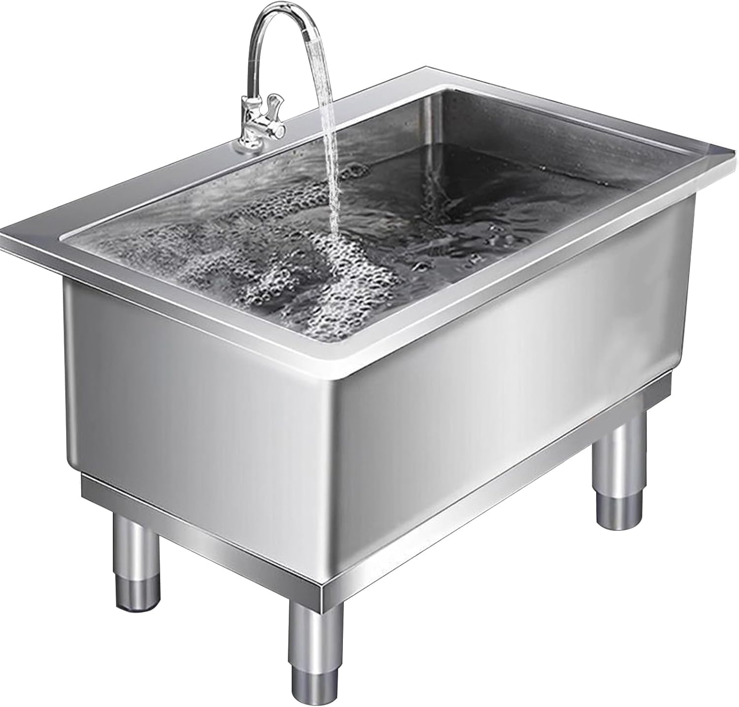 Évier de sol professionnel inox pour éliminer les éclaboussures en buanderie avec cuve profonde