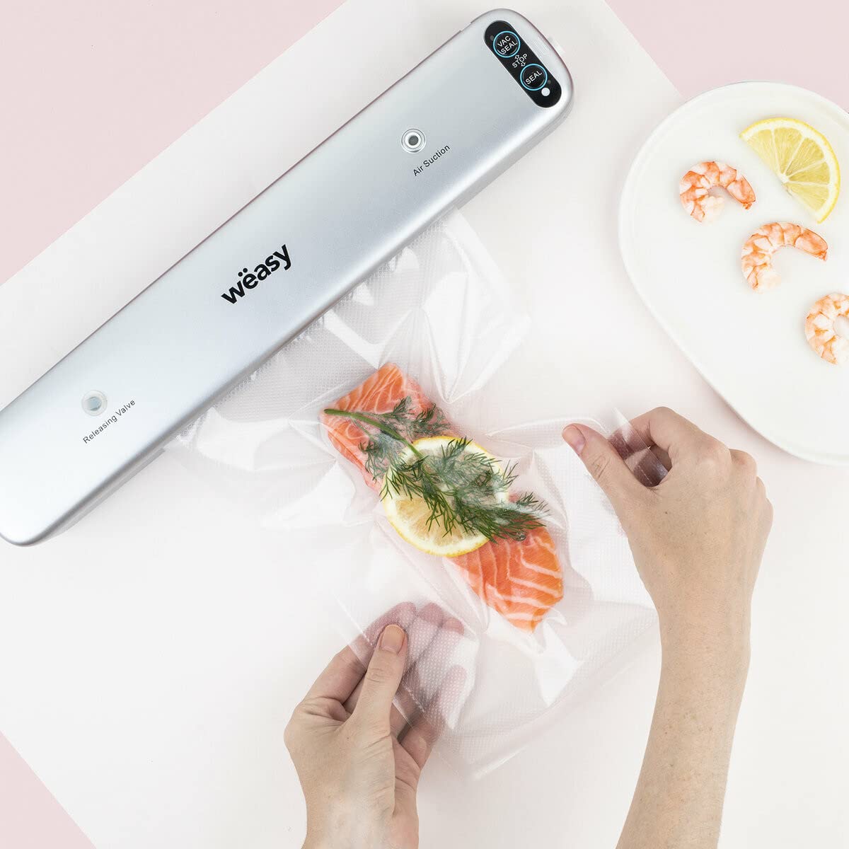 Food Vacuum Packer 10 sekund SIL85, 30cm stal nierdzewna, profesjonalny pakowacz próżniowy, konserwacja żywności suchej i mokrej, 10 nadających się do prania toreb wielokrotnego użytku w zestawie
