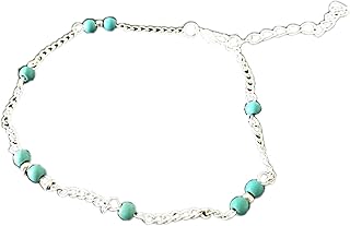 Anklets of chains and beads turquoise silver color item No 586 - 6 - 1