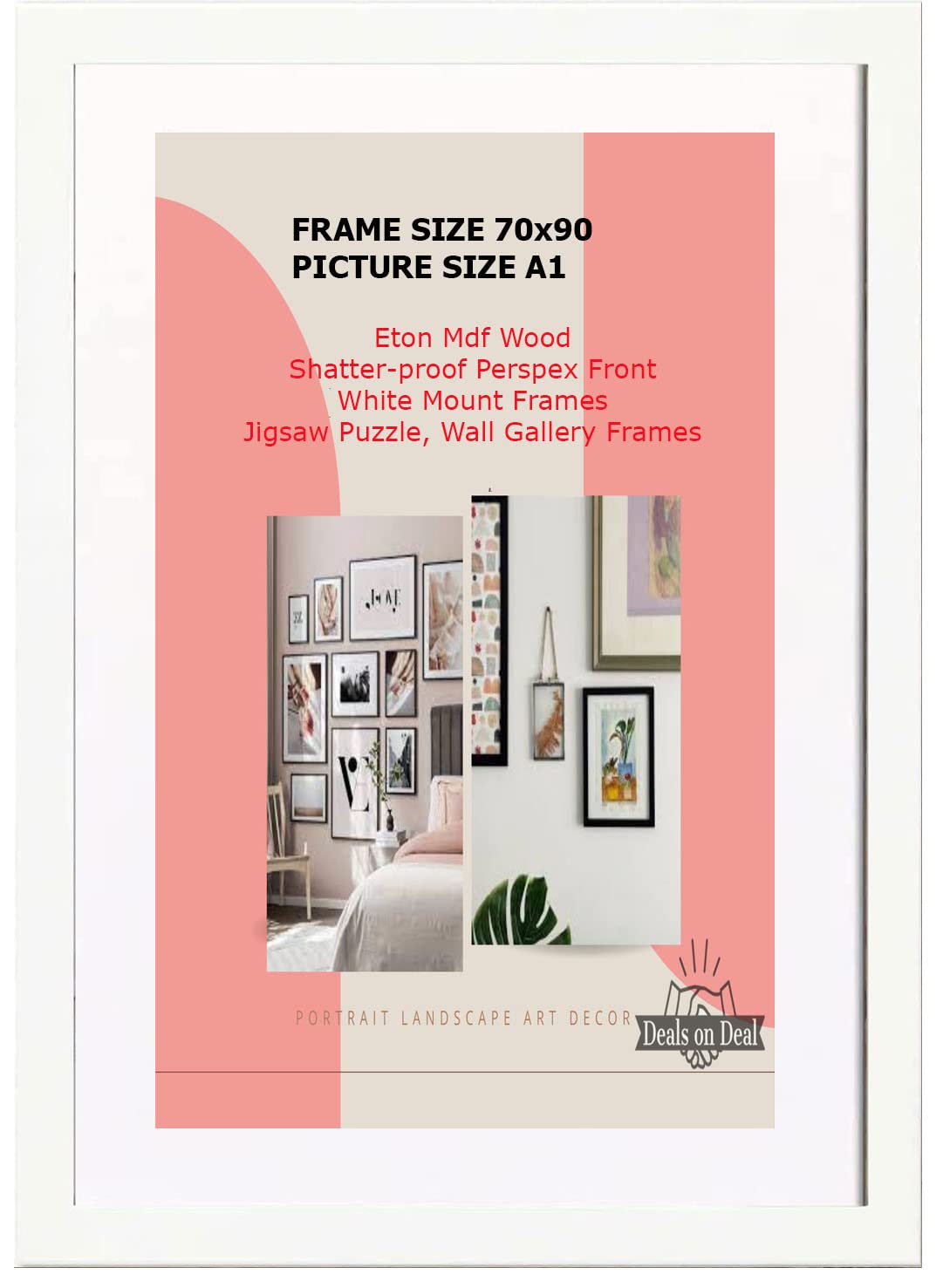DEALS ON DEAL Poster frames 70x90 with Mount for A1 | Clear Acrylic Solid Wooden Picture Frames | Jigsaw Puzzle Wall Décor display Horizontally or Vertically