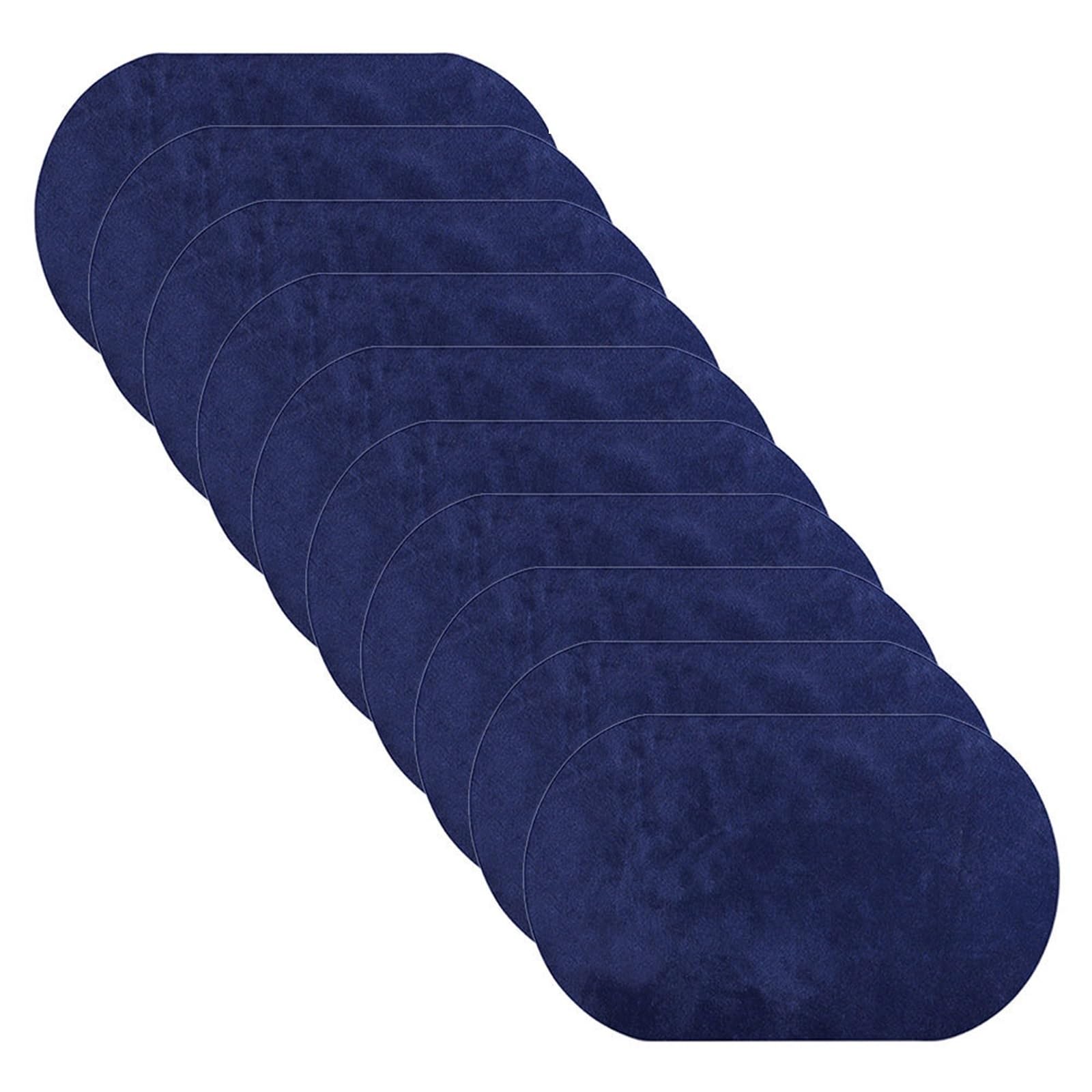 Patchs thermocollants en daim Dark Blue de forme ovale pour coudes et genoux x10