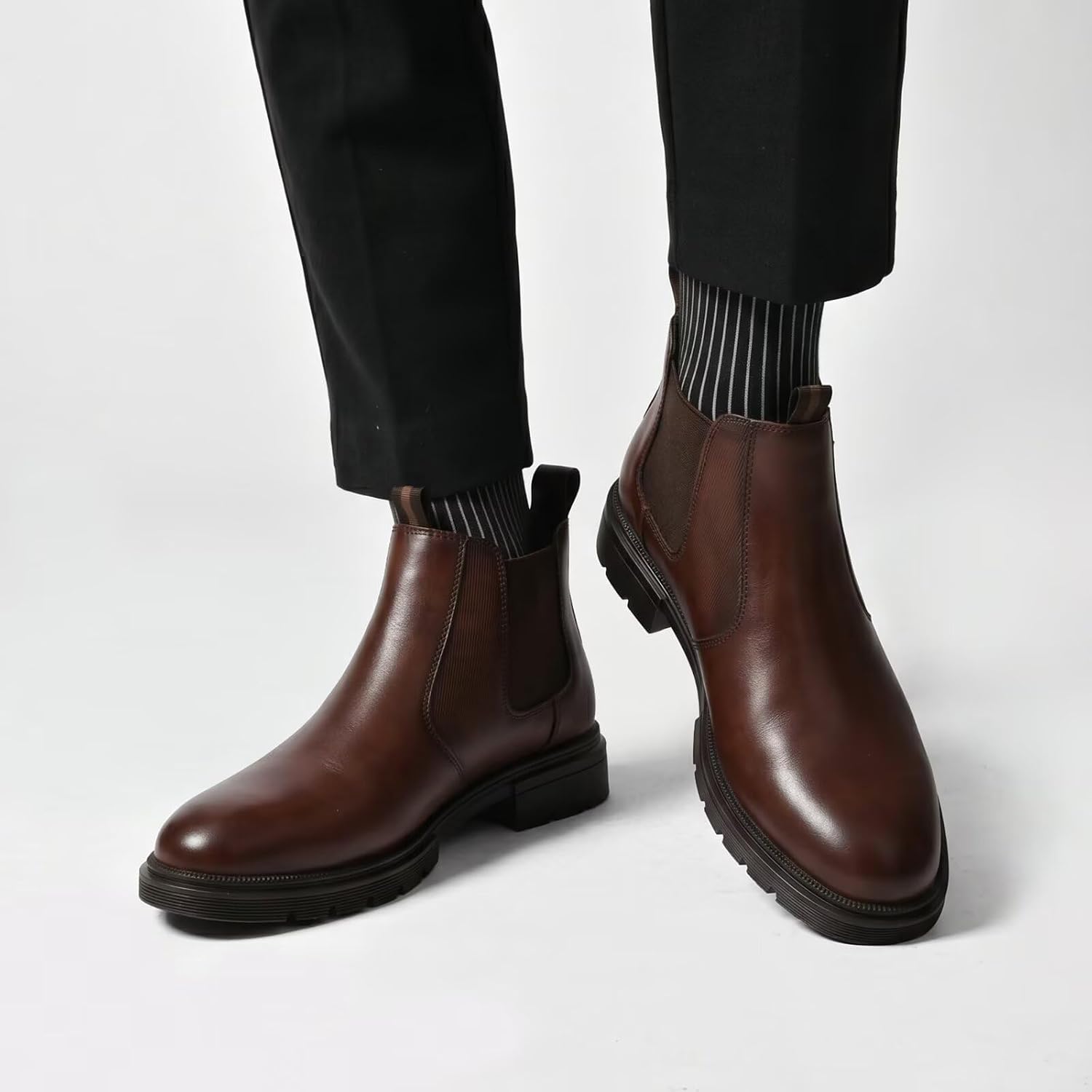 Arkbird Mens Chukka Boots, Stylish and Comfort Leather Chukka Ankle Boots Dark-Brown 9