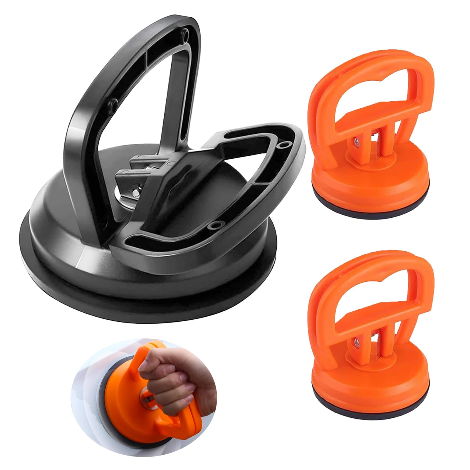 ROKOFA Dent Puller,Car Dent Puller,3 Pcs Dent Remover Tool for Car, Suction Cup Dent Puller and Dent Remover Tool for Car Dent Repair,Glass, Screen, Tiles Lifting and Objects Moving(1black+2orange)