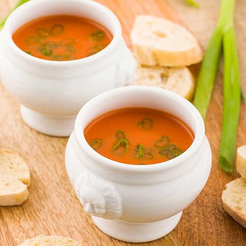 Miniatura 3 de Cuencos de porcelana de 6 onzas 10 cuencos pequeños de porcelana con diseño de cabeza de león aptos para microondas aptos para horno cuencos blancos