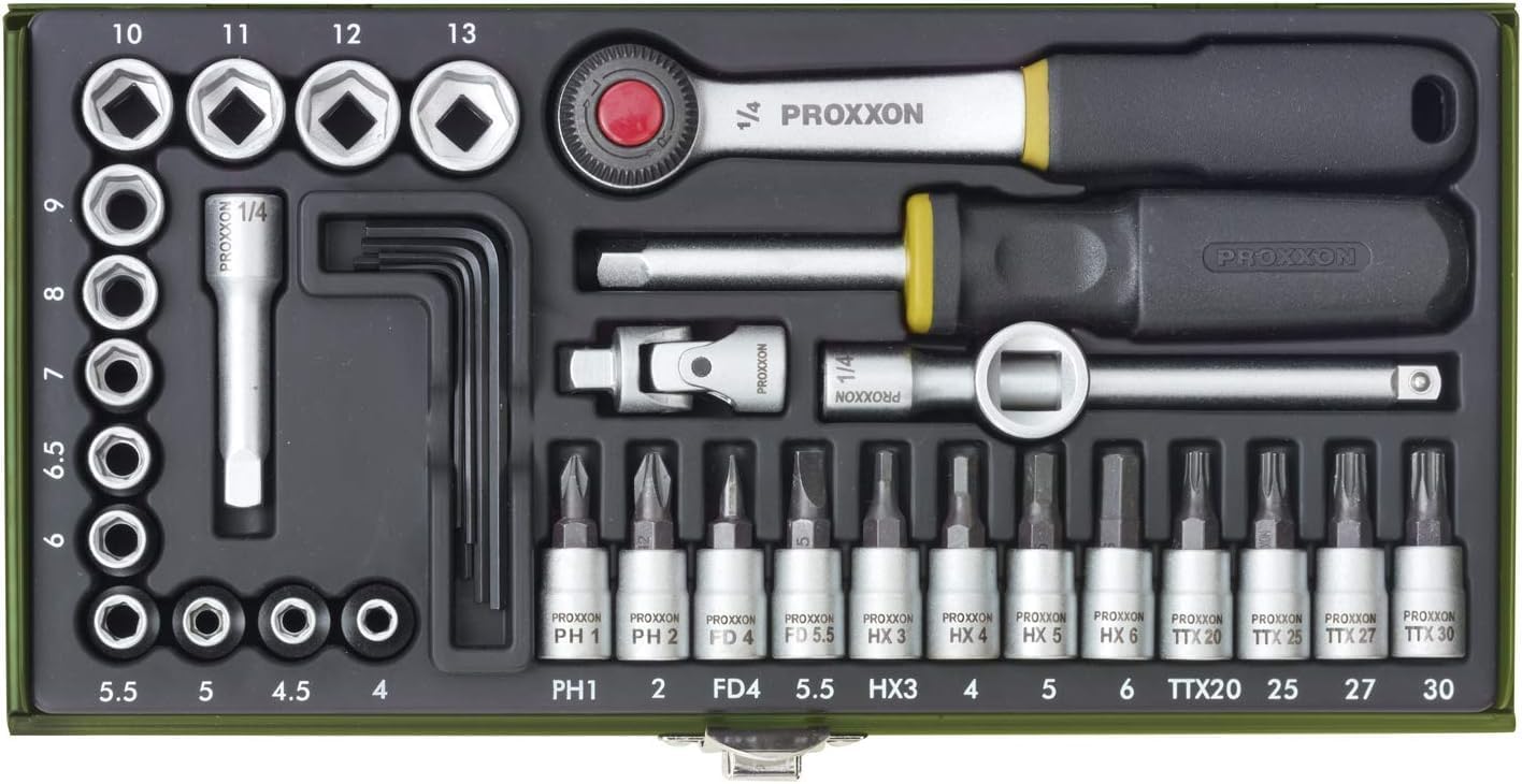 PROXXON (23080 36 Piece Socket Set with 1/4 inch Square Drive