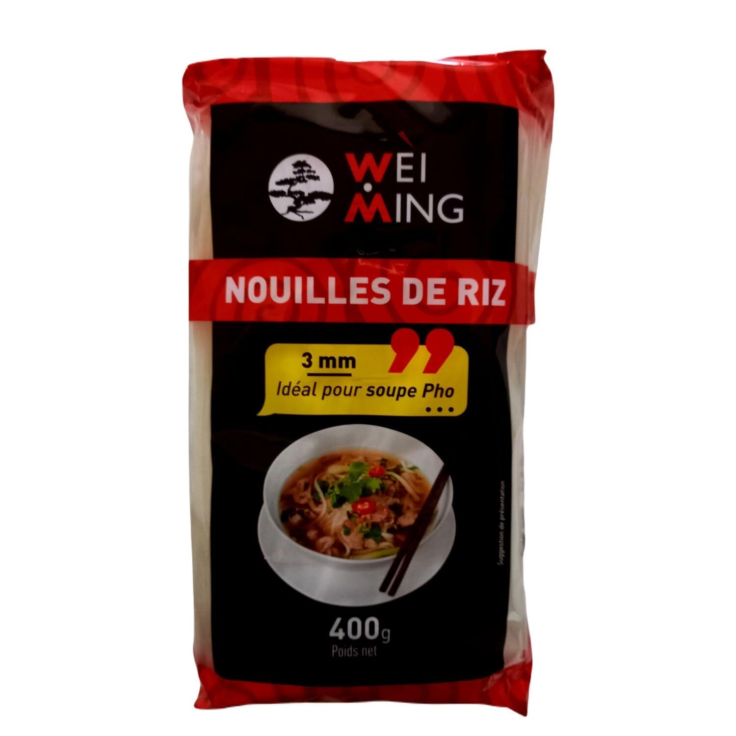 WEI MING – Nouilles de Riz Légères et Sans Gluten, Texture Souple Idéale pour Wok (400g) - Le Lot De 4