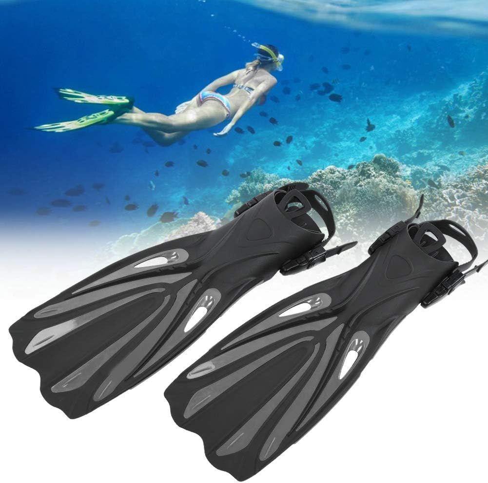Swim Fins, Adjustable Diving Flippers Snorkeling Scuba Swim Fins for Adult Training Open Heel Swimming Accessories