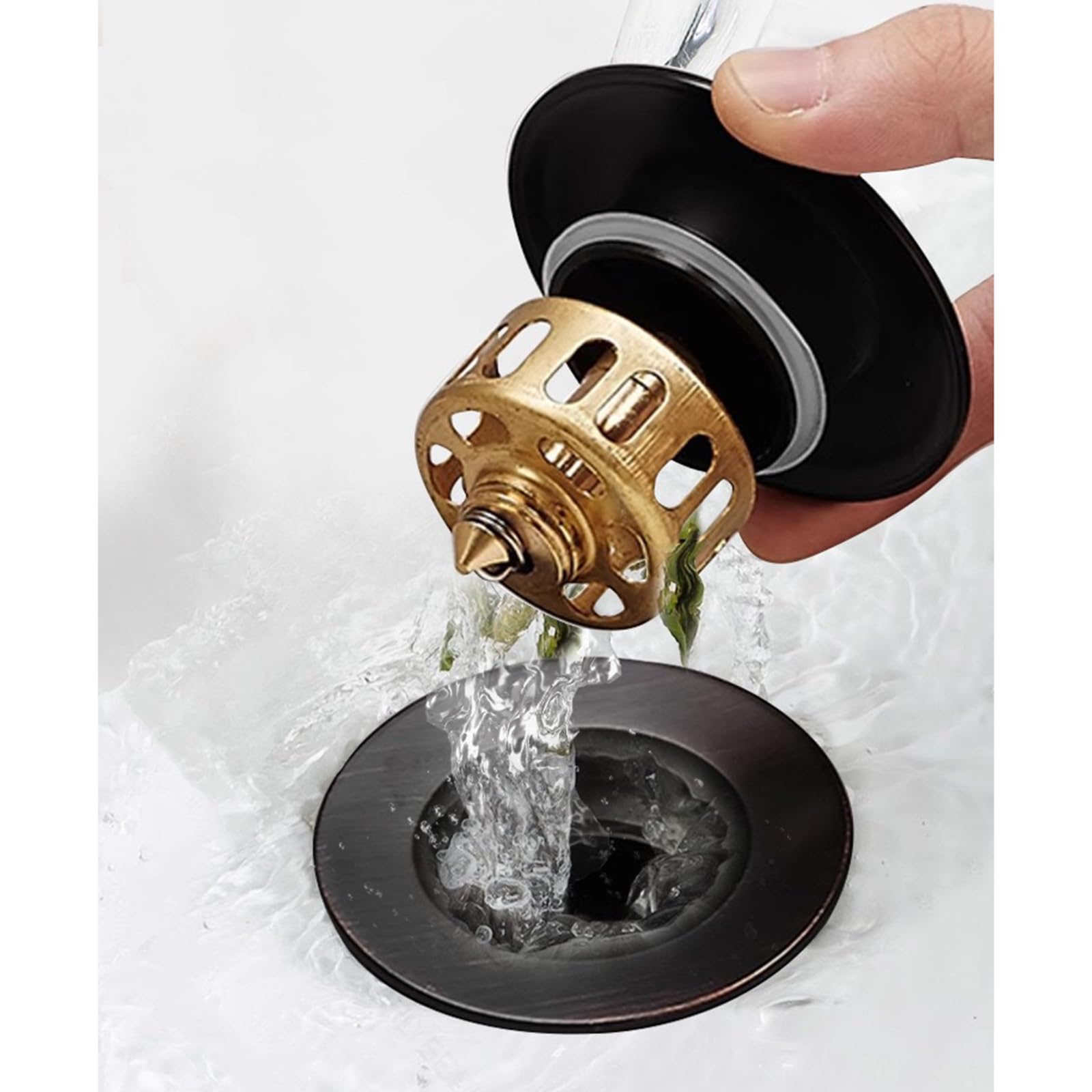 Tubo di scarico del lavandino pop-up Tappo di scarico per lavabo pop-up in ottone Multicolore(Chrome)