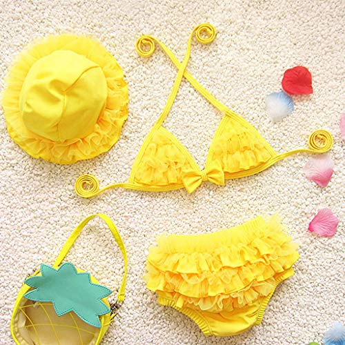 AnFeng Girls Size 6 Bikini Bathing Swimsuit Swimwear Suit Baby Girl Kids Ruffle Girls Swimwear (Yellow, XS)2