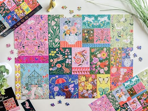 Elena Essex Puzzle de 1000 pièces pour adultes – Patchwork printanier pour adultes – Puzzle de 1000 pièces – Puzzle coloré pour la faune printanière – Dimensions : 50,8 x 71,1 cm – vue 2