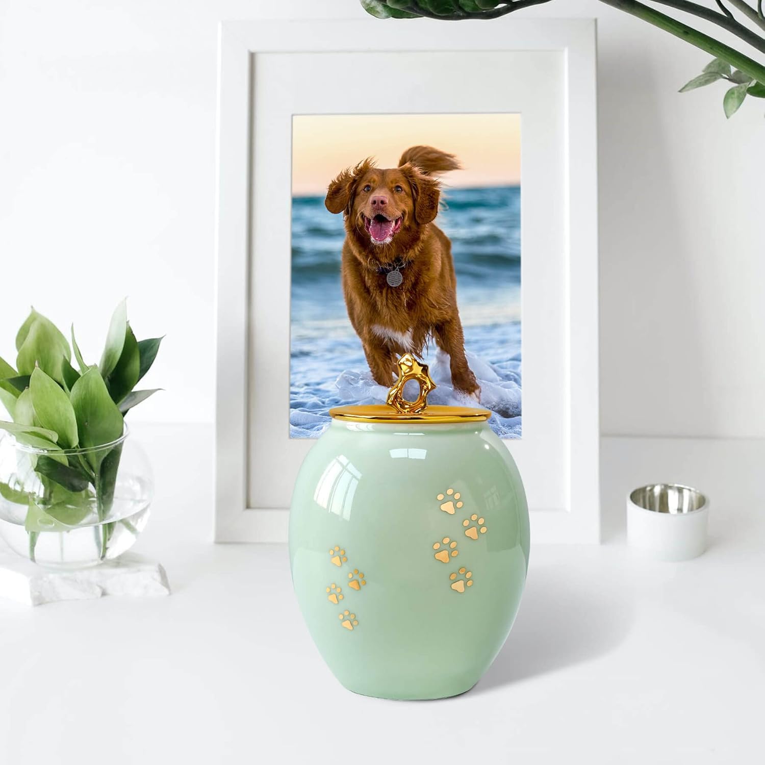 Medium Pet Urns for Dogs Ashes, Ceramics Pet Urn for Dog Cat Ashes (Paw Prints) - Image 6