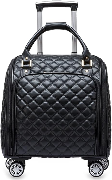 review V&NSIXSIX Leather Softside Underseat Carry on Suitcases Travel Luggage with 4Spinner Wheels,For self use and giving away(BLACK (: Carry-On 16-Inch)