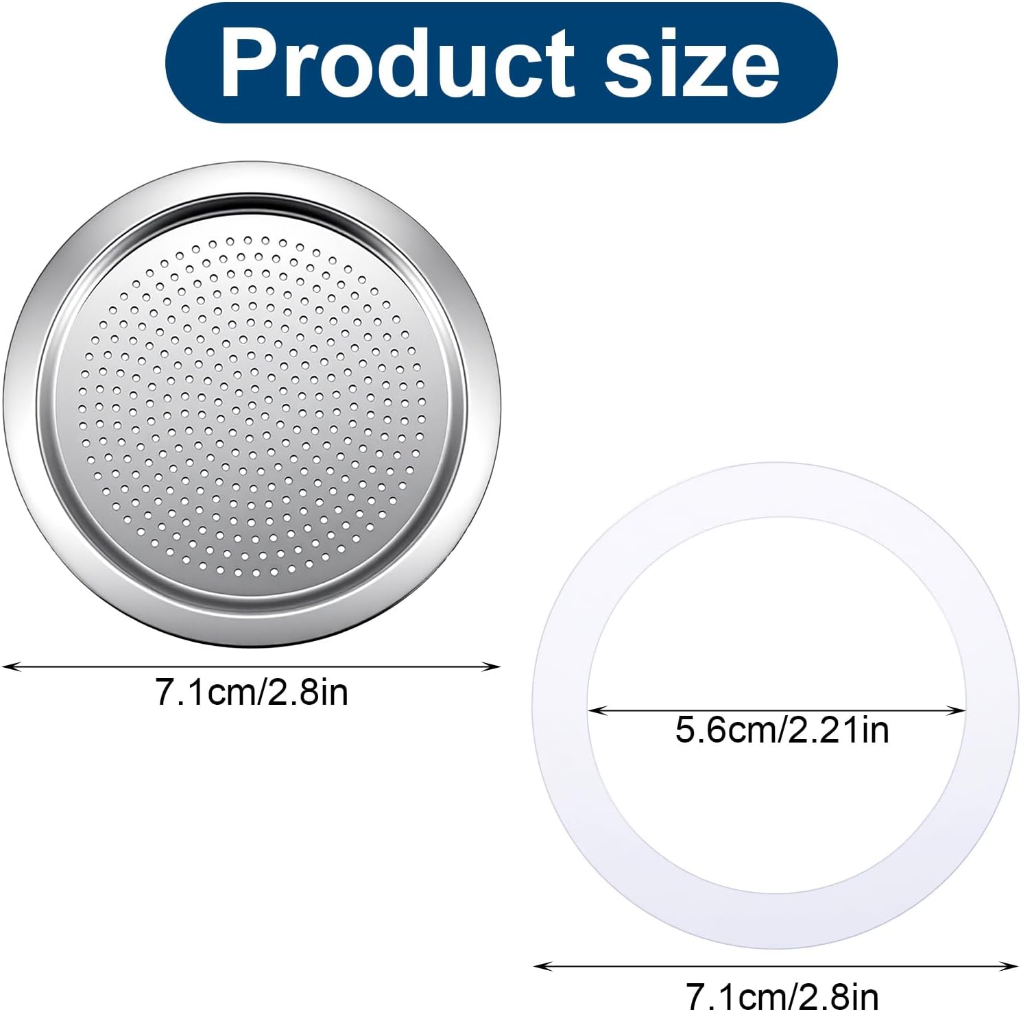 6 Cup Moka Pot Replacement Filter and 3 Gaskets Set for Coffee Maker