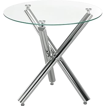 HOMCOM Dining Table Round Kitchen Table for 4 People Transparent Diameter 80 x 74 cm