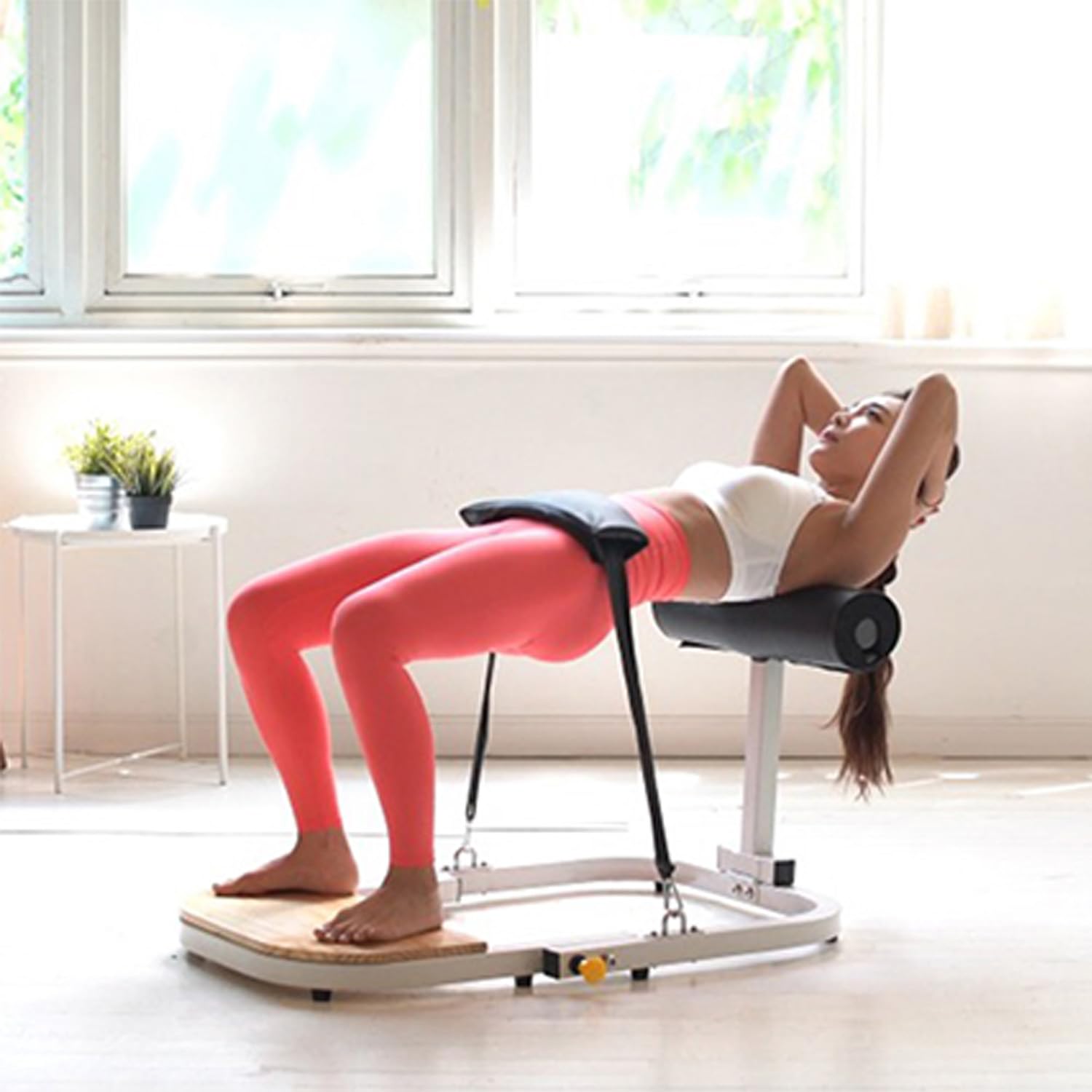 Entrenador de empuje de cadera, máquina de glúteos de alta resistencia, entrenamiento plegable para gimnasio en casa, viene con banda de resistencia de 135 libras, entrenador de empuje profundo de