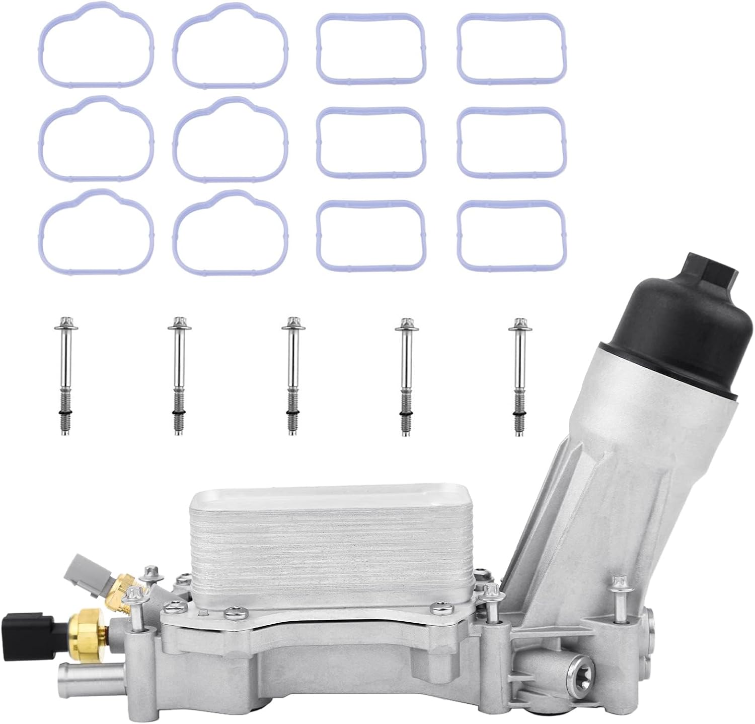 926-959 926-876 Upgraded Aluminum Engine Oil Cooler Housing With Oil Filter Gaskets Sensor Adapter Compatible With 2011-2016 Chrysler 200,300,Dodge Charger,Cherokee,Wrangler,Promaster 3.6L V6