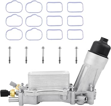 926-959 926-876 Upgraded Aluminum Engine Oil Cooler Housing With Oil Filter Gaskets Sensor Adapter Compatible With 2011-2016 Chrysler 200,300,Dodge Charger,Cherokee,Wrangler,Promaster 3.6L V6