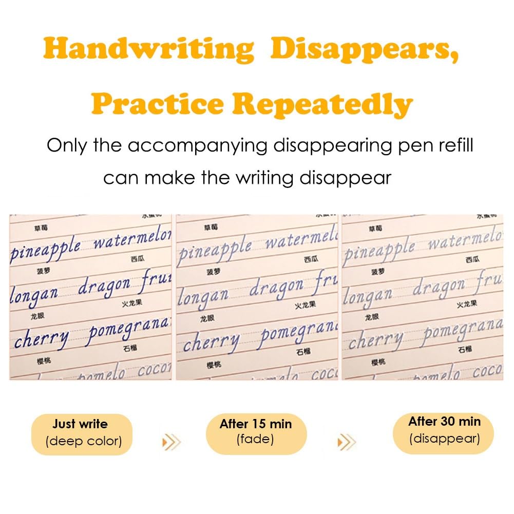 salyher 3pcs Italic English Magic Practice Copybook Reusable Groove Calligraphy Exercise Book Handwriting Training Book for Adults Kids Students Gifts - Image 2