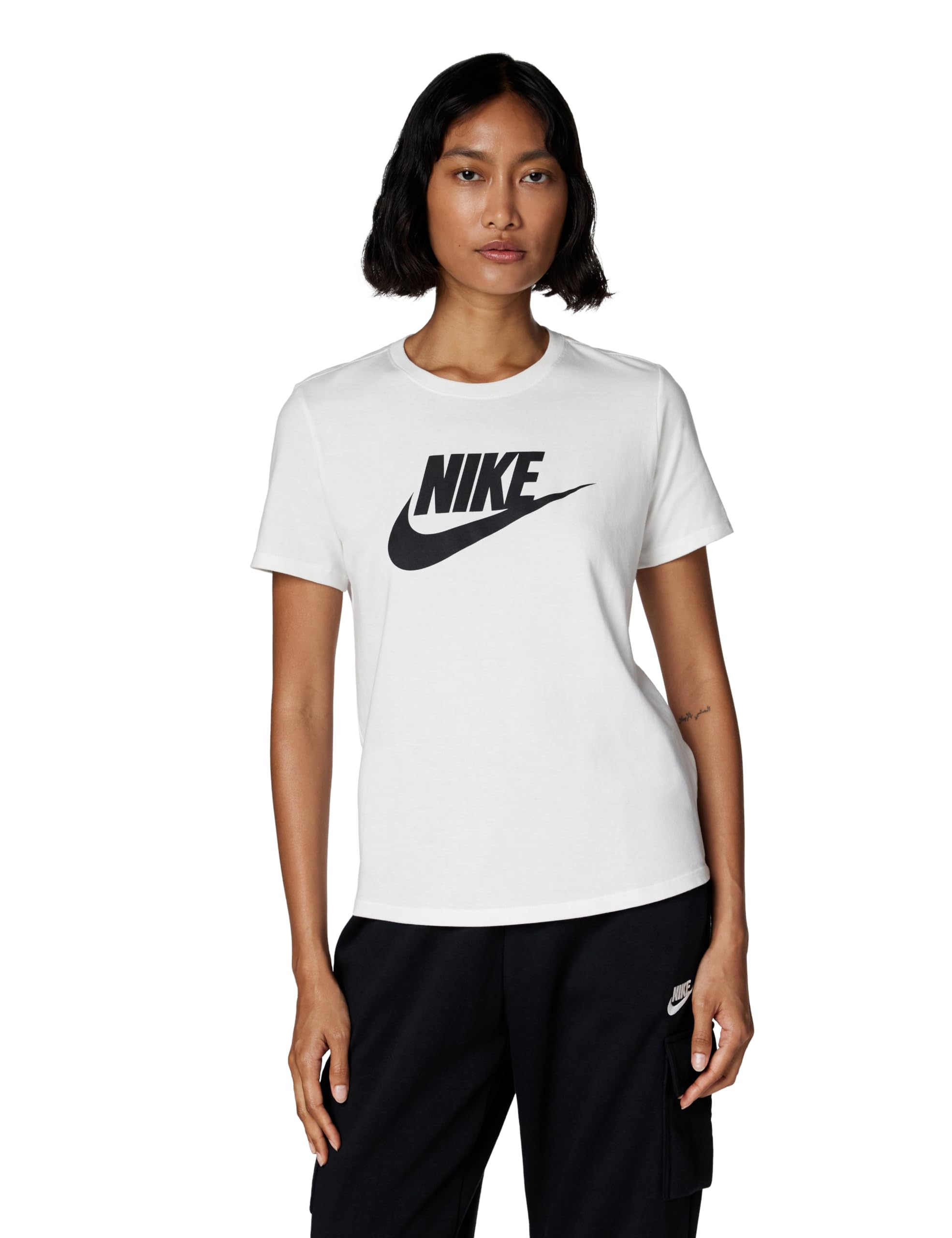 Nike Womens Sportswear Club Icon Future Short Sleeve T-Shirt, White/Black, Size Xs, Women