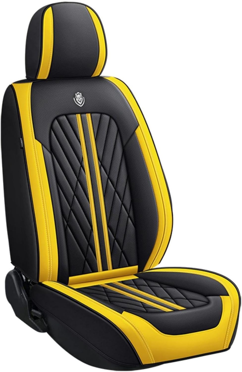 Premium Faux Leather Fully Covered Car Seat Cover Custom Fit for Mitsubishi Outlander/Outlander Sport 2011-2023 2024 Non-Slip Interior Seat Cushions Protectors (Full Set 5 Seats,Black Yellow)