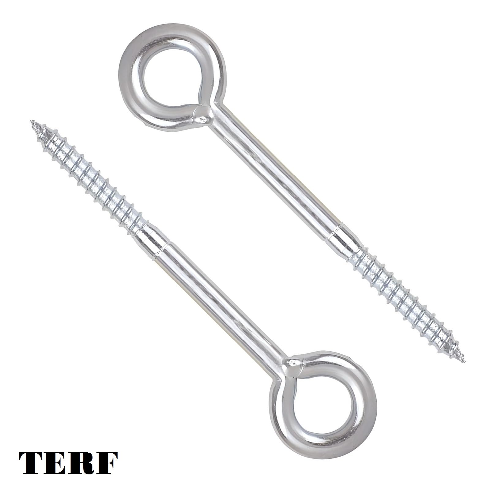 TERF® 12mm X 190mm Welded Screw Eye 12mm X 190mm Heavy Duty Zinc Plated Steel Screws in Eye bolt - Pack of 2 - Image 2