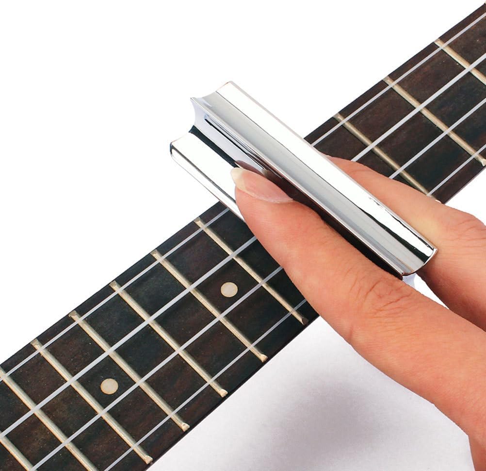 Electric Guitar Slide Stainless Steel Tone Bar with Metal Finger Picks Set 3 Inch Solid Round Nose Slider for Guitar Sustain and Clear Sound