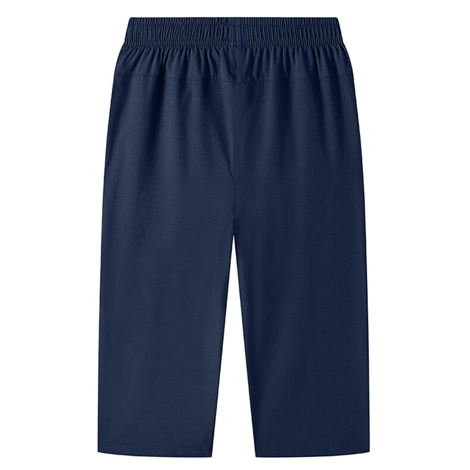 3/4 Hose Herren Sommer Dreiviertel Hosen Leichte Sommerhose Freizeit Strandhose Sporthose Elastischer Taille Trainingshose Freizeithose Mit Reißverschlusstaschen Schlafhose