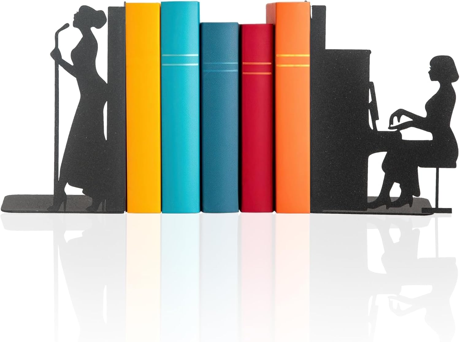 Piano and Singer Silhouette Bookend, Decorative Metal Music Book Stands, Musician Book Support, Music Themed Book Holder, Piano Bookends, Female Singer and Pianist Bookend, Gift for Music Lovers