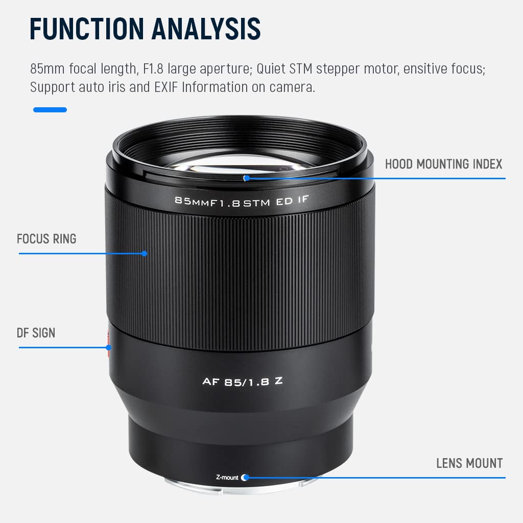 Amazon.com : VILTROX Lens AF 85/1.8 Z, 85mm F1.8 Z Mount Full