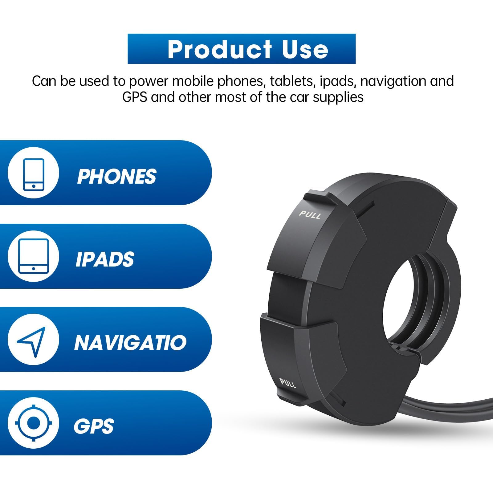 Caricatore USB per Moto 48W, 2 Porte (QC3.0 18W + PD3.0 30W), IP65, Presa USB-C 12-24V – Ricarica Rapida per Viaggi & Avventura/Quotidiano/Outdoor – Compatibile con Telefono/GPS/Fotocamera