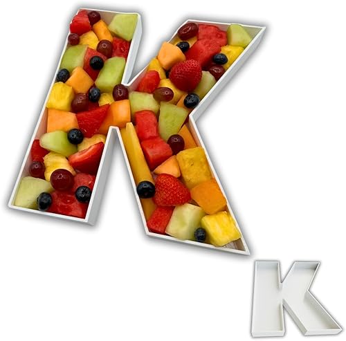 Miniatura 63 de Bandejas de plástico duro reutilizables y rellenables con letras y números para decoración de fiesta (E, Blanco)