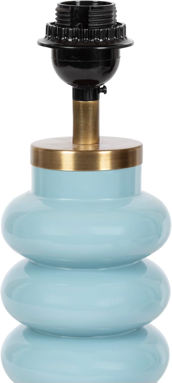 Kate and Laurel Rogala Modern Glass Bedside Table Lamp, 8 x 8 x 18, Blue and Antique Brass, Decorative Sculpted Bubble Tabletop Desk Lamp with Linen Shade for Living Room Decor