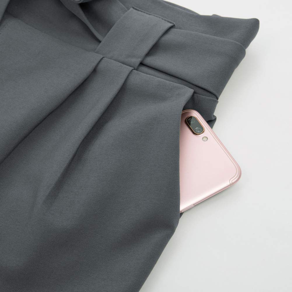 GRACE KARIN Pantaloni Donna Eleganti a Vita Alta Lunghezza Ritagliata 9/10 con Fiocco Decorato