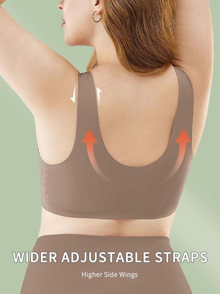 Ladies' Wire-Free Seamless Comfort Bra with Soft Support and Full Coverage Cup for Large Sizes