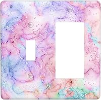 Vista 82 de Placa de pared doble basculante de mármol azul, cubierta decorativa de interruptor de luz de 2 cuadras, moderna acuarela degradada, arte de tinta