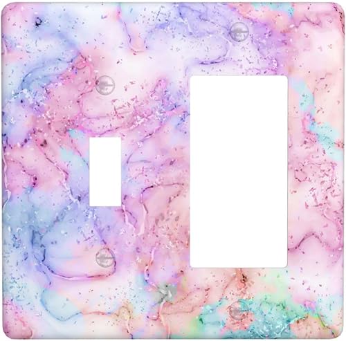 Miniatura 82 de Placa de pared doble basculante de mármol azul, cubierta decorativa de interruptor de luz de 2 cuadras, moderna acuarela degradada, arte de tinta
