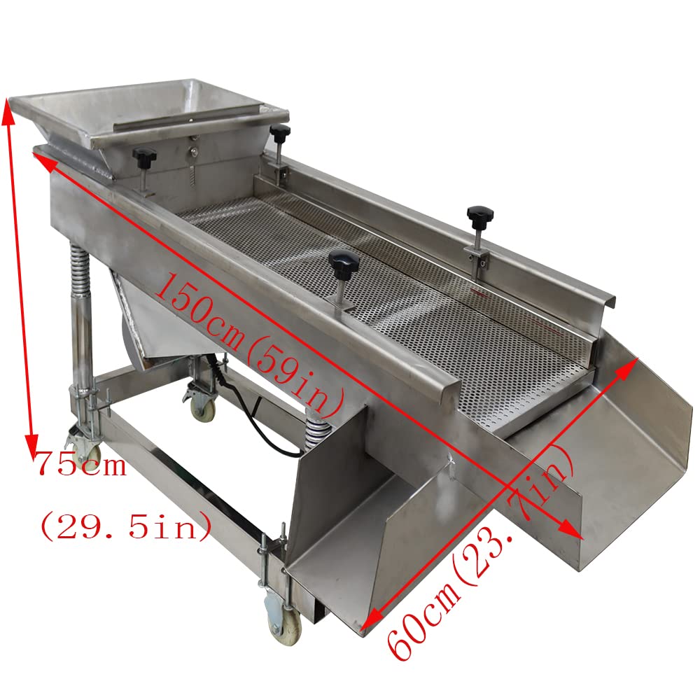 INTSUPERMAI Stainless Steel Linear Vibrating Screen Vibrating Sieve Screen Shaker Linear Sifter Shaker Screen Machine with 6mm Screens Linear Vibrating Screen 220V