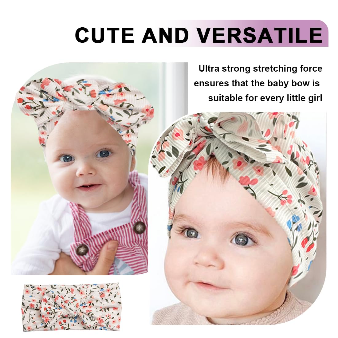 2 Pezzi fascia capelli neonata Fascia Capelli Bambina, Nylon Fasce Capelli Neonata Fiore Fascia Elastica per Capelli Accessori per Capelli per Nascita Bambina Femmina,fascia neonata capelli