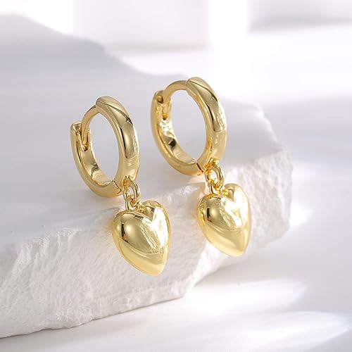 Miniatura 4 de 14K Gold Plated Drop Earrings-Medium Huggie Hoop Charm Earrings Lightweight Dangle Earrings for Women-Summer Beach Jewelry Hypoallergenic Gift for