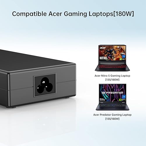 Miniatura 5 de Cargador de 180 W para Acer Predator Helios 300 Gaming Laptop, DONGERDI para Acer ADP-180MB K Cable adaptador de corriente