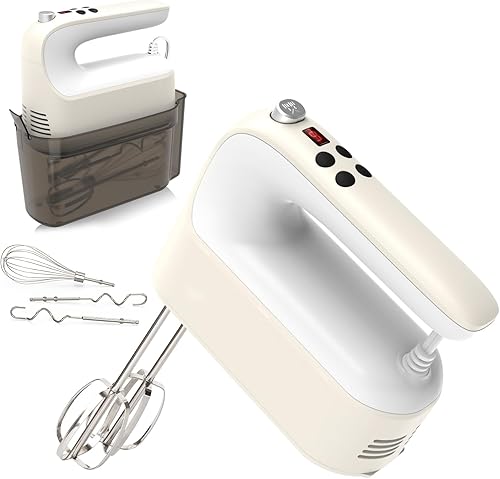 Batidora de mano digital de 9 velocidades, potente motor de CC de 400 W, batidora de mano para hornear con estuche de almacenamiento a presión, 5