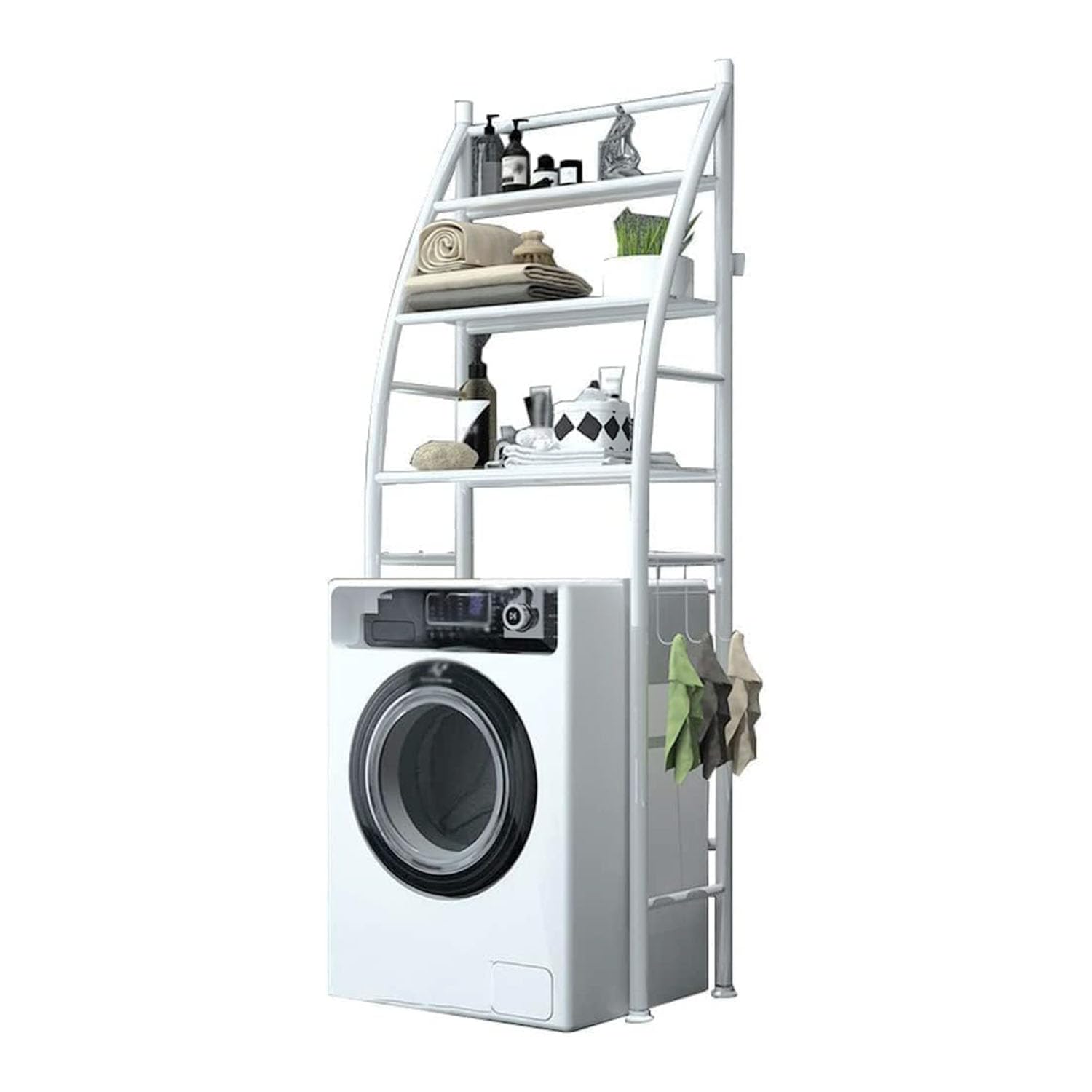 Cuisine Art Washing Machine Storage Shelf Rack - 3 Tiers, Space-Saving, Easy Assembly, No Drilling. Fits Over Toilets or Washing Machines. Dimensions: 25x65x166 cm, White