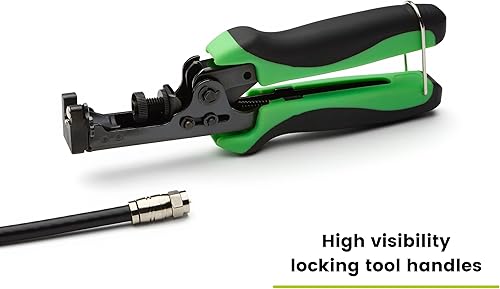 Miniatura 6 de TrueCABLE Herramienta de compresión de conector F, ajustable para RG6, RG 6 Quad Shield, y conectores F RG59, crimpadora de cable coaxial