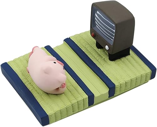 Suillty Soporte de teléfono celular de escritorio de resina con lindo gato para iPhone XsMaxXRX86 Plus (cerdo)