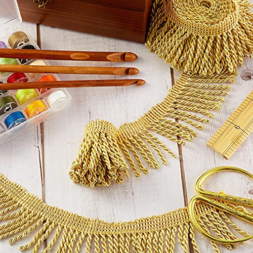 12 Yards Fringe Trim Bright Sheen And Beautiful Decorations For Curtain Box Sofa Crafts Home Decor Supplies (Gold) #TOP6